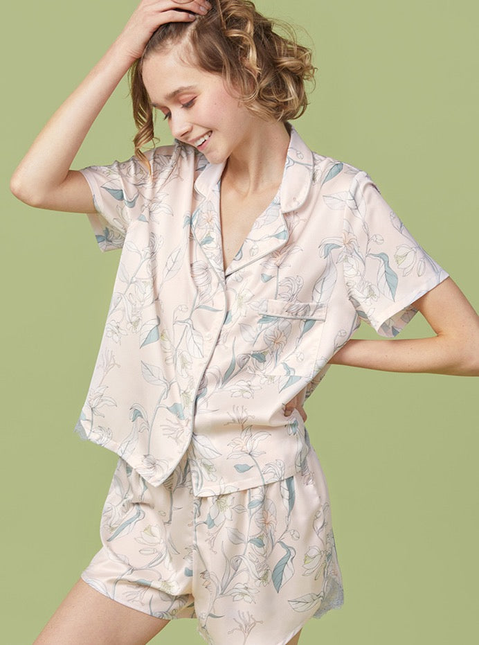 Floral Rhapsody Satin Set