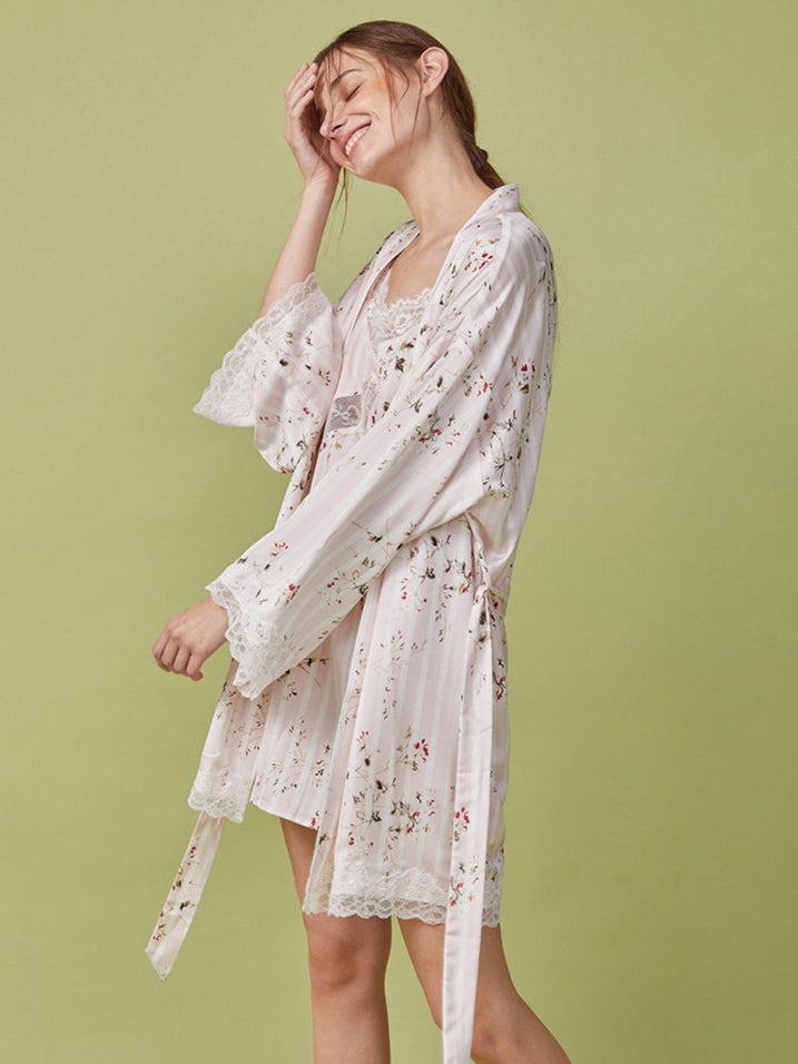 Julie Laced Satin Kimono