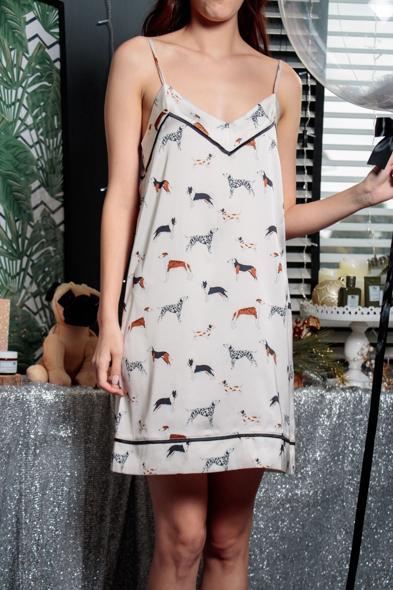 Love Me Love My Dog Camisole Dress in Ivory