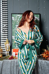 Pandora's Pineapples & Stripes Lounge Set in Forest Rhyme