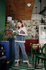 Vivacious Velvet & Crochet Lace Lounge Set in Castle Dandelions